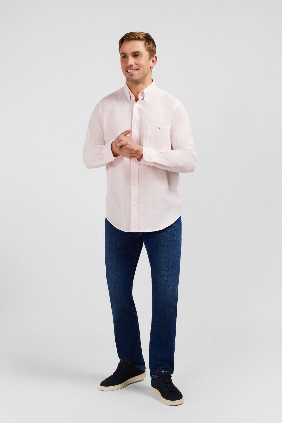 Pink Shirt In Cotton Dobby_E24CHECL0029_ROC16_02