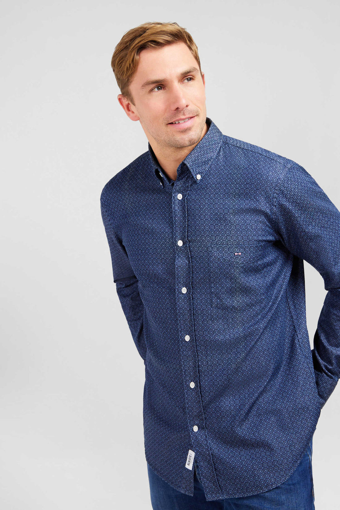 Navy Blue Shirt With Exclusive Print_E24CHECL0064_BLF3_02