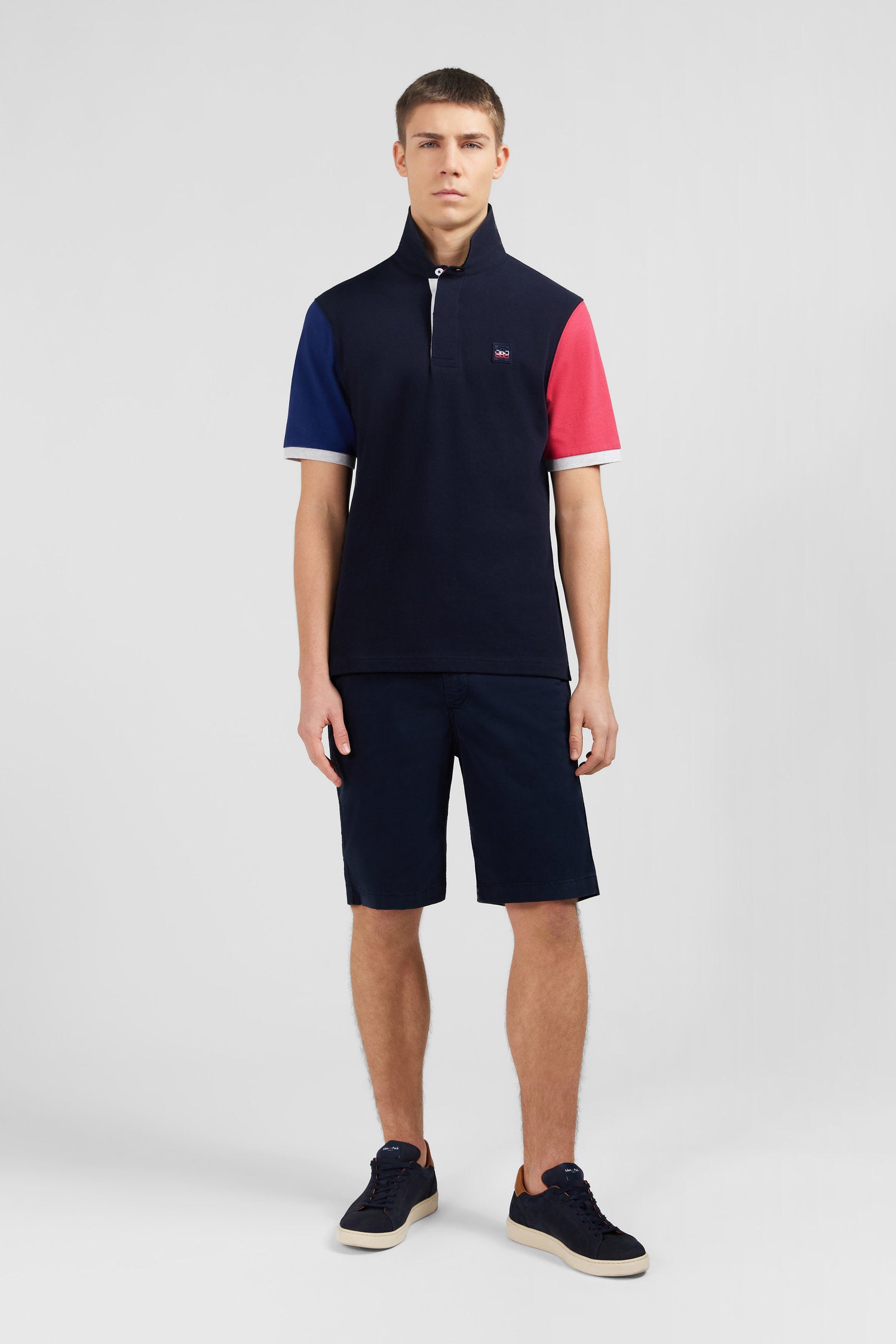 Navy Blue Colour-Block Polo Shirt_E24MAIMC0006_BLF_01