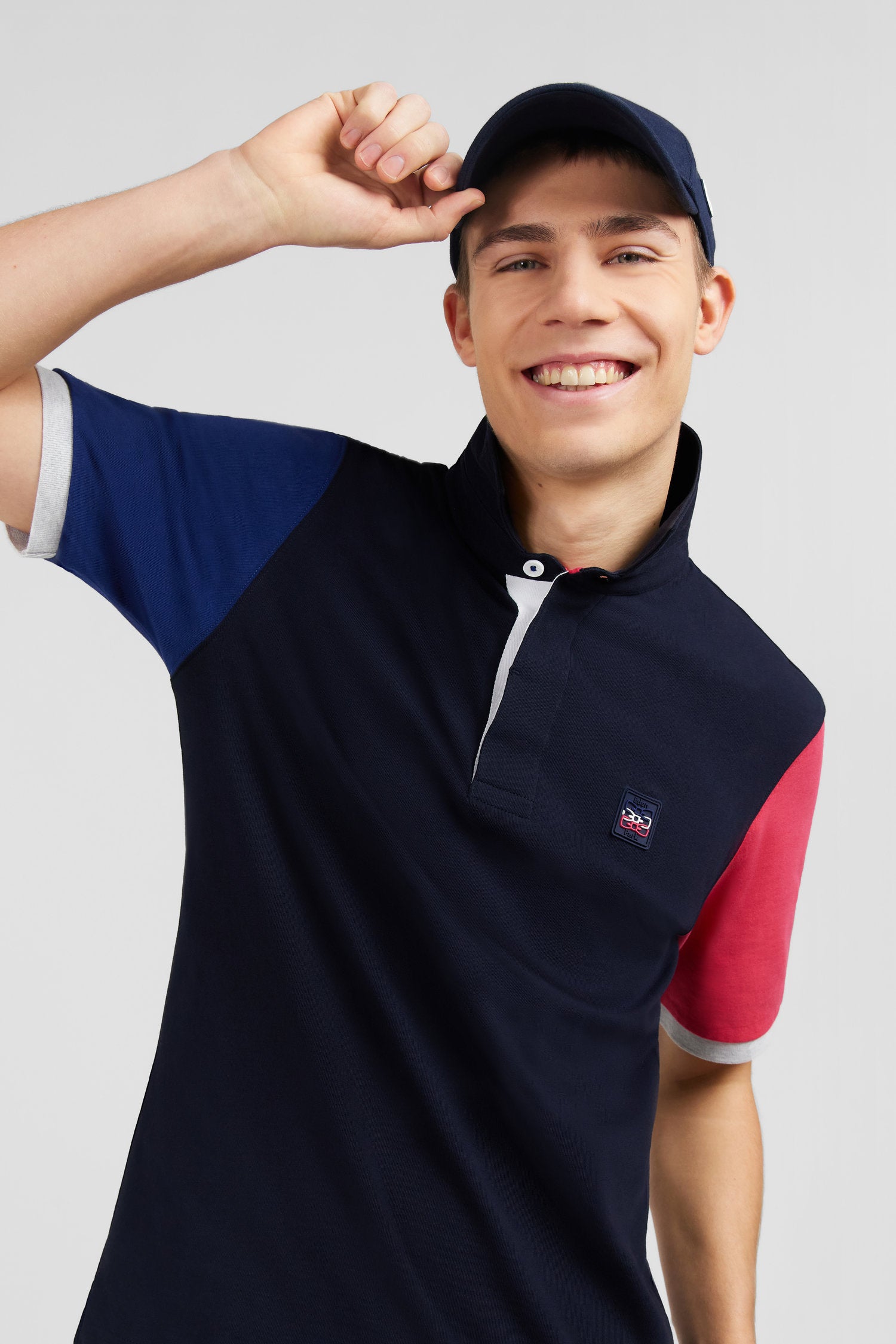 Navy Blue Colour-Block Polo Shirt_E24MAIMC0006_BLF_02