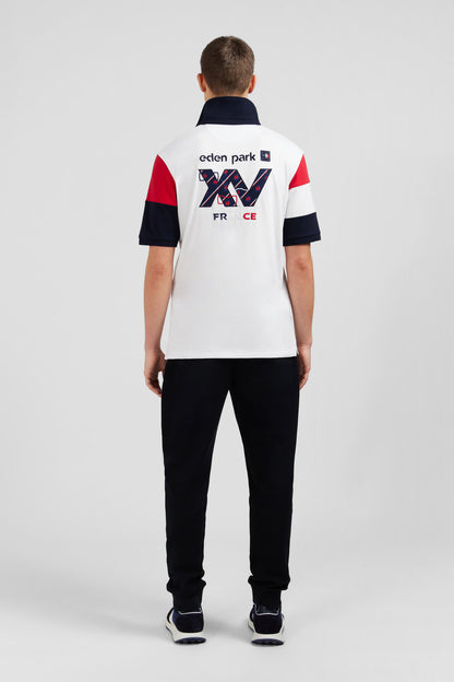 White Colour-Block Short-Sleeved Polo Shirt With XV De France Embroidery_E24MAIMC0013_BC_03