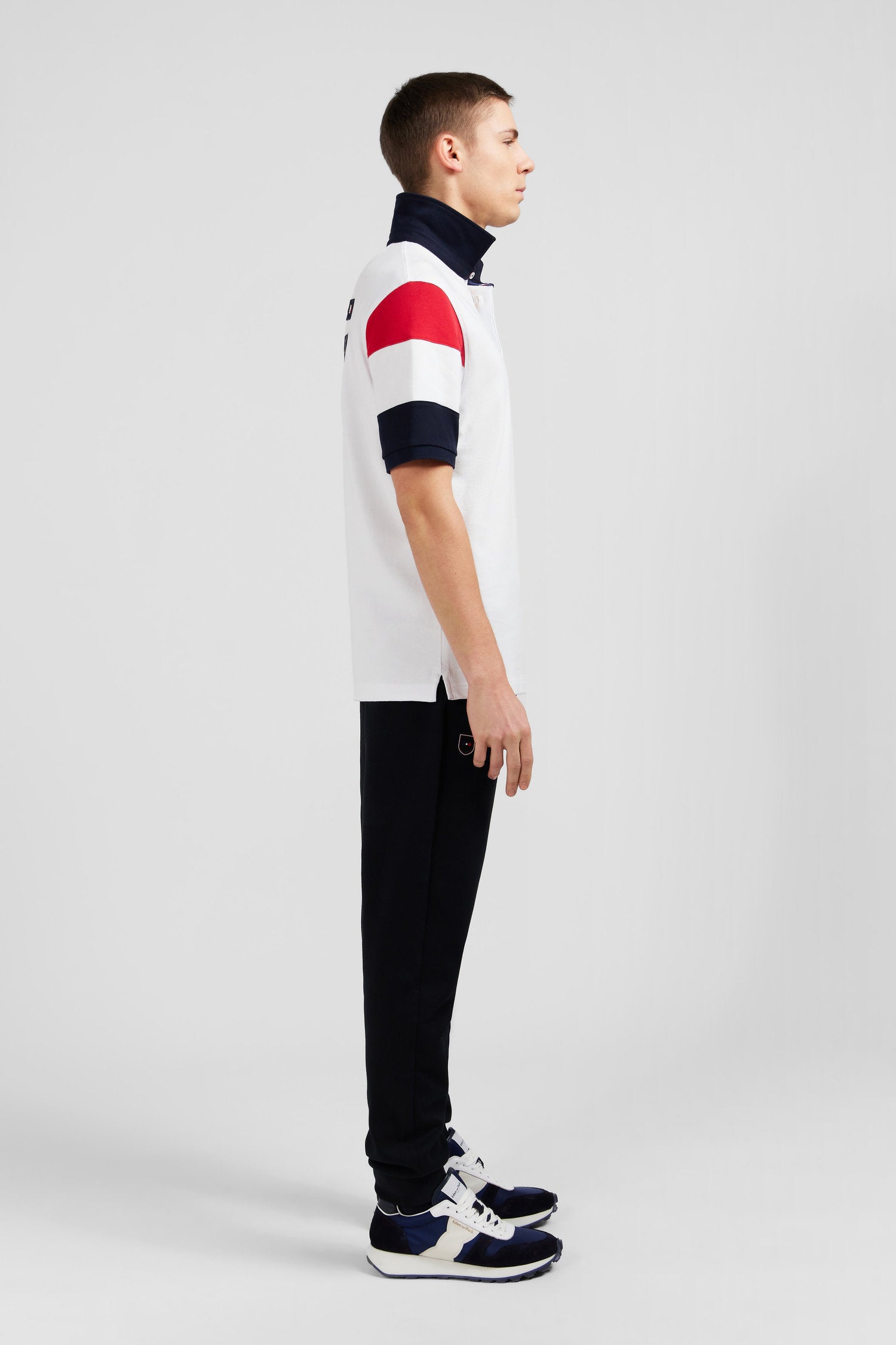 White Colour-Block Short-Sleeved Polo Shirt With XV De France Embroidery_E24MAIMC0013_BC_04