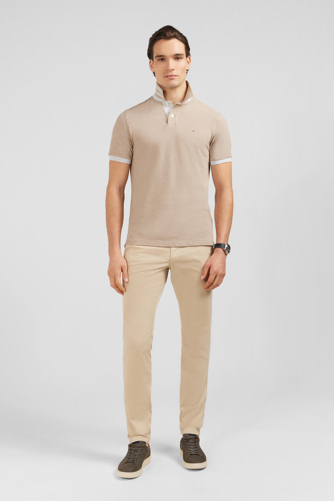 Beige Short-Sleeved Polo Shirt_E24MAIPC0005_BEC13_01