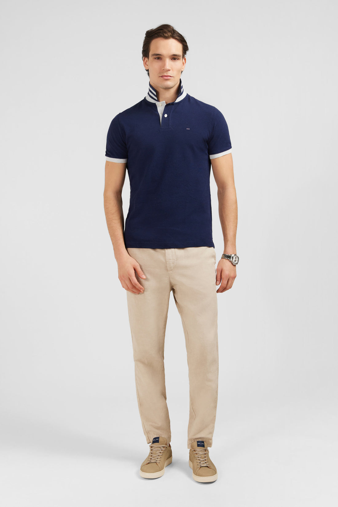 Navy Blue Short-Sleeved Polo Shirt_E24MAIPC0005_BLF27_01