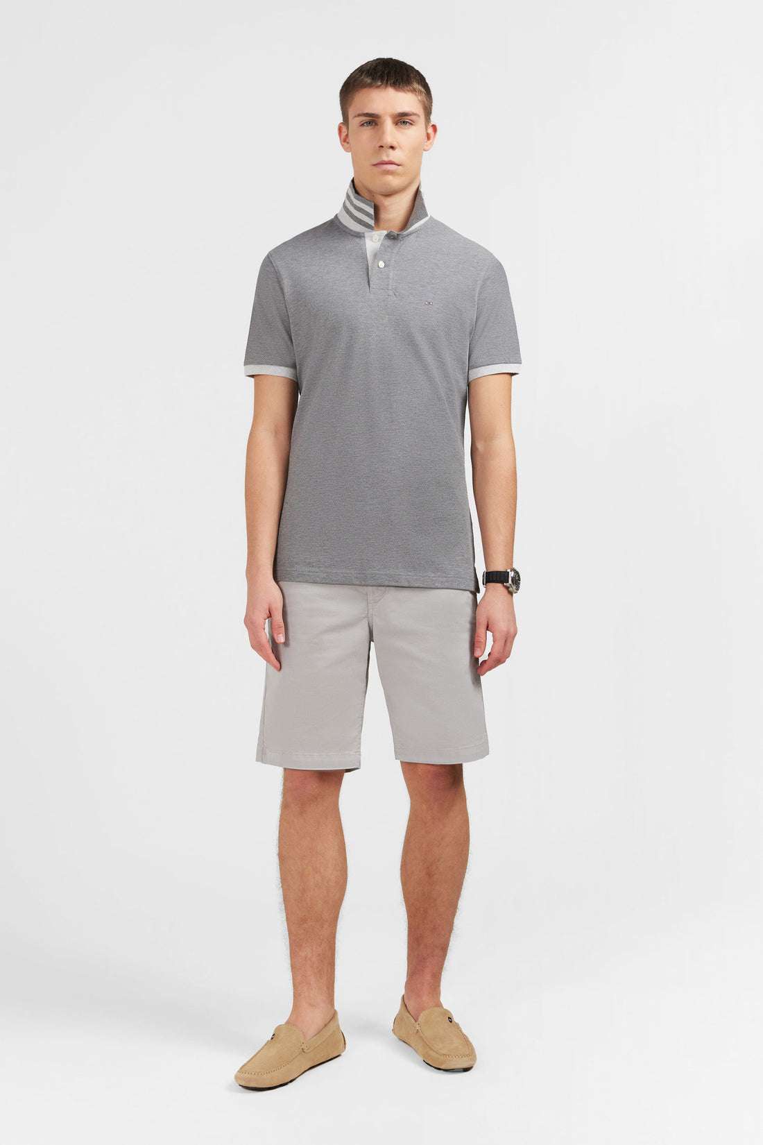 Grey Short-Sleeved Polo Shirt_E24MAIPC0005_GRM19_01