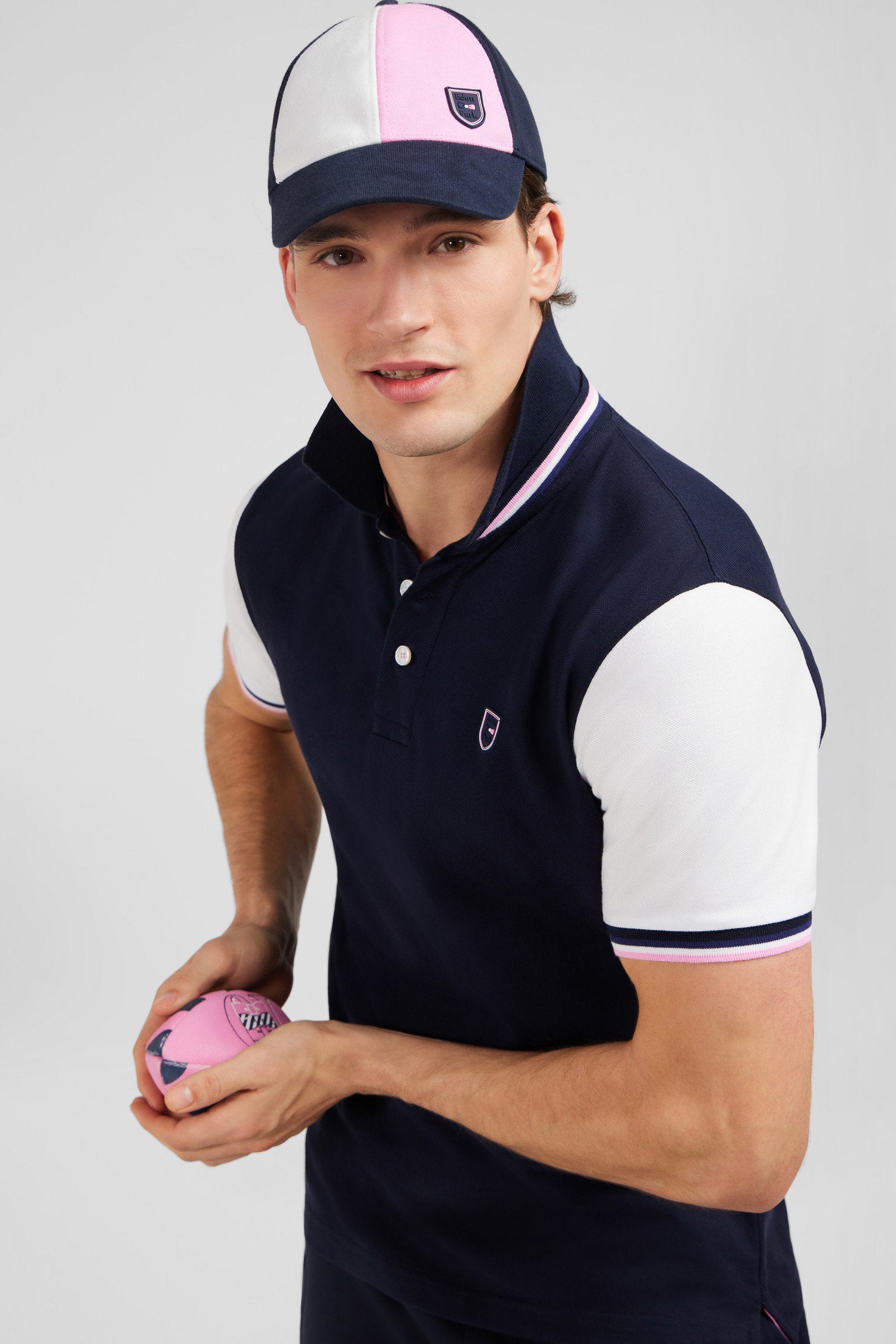 Navy Blue Short-Sleeved Colour-Block Polo Shirt_E24MAIPC0010_BC_02