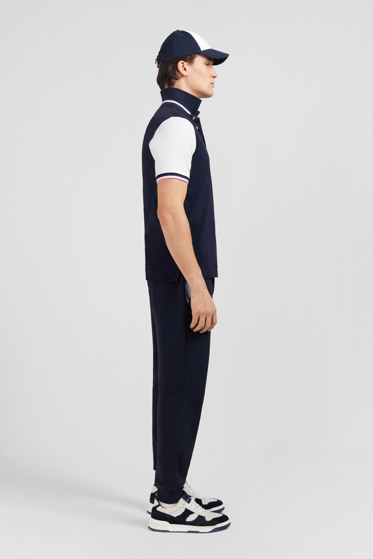 Navy Blue Short-Sleeved Colour-Block Polo Shirt_E24MAIPC0010_BC_04