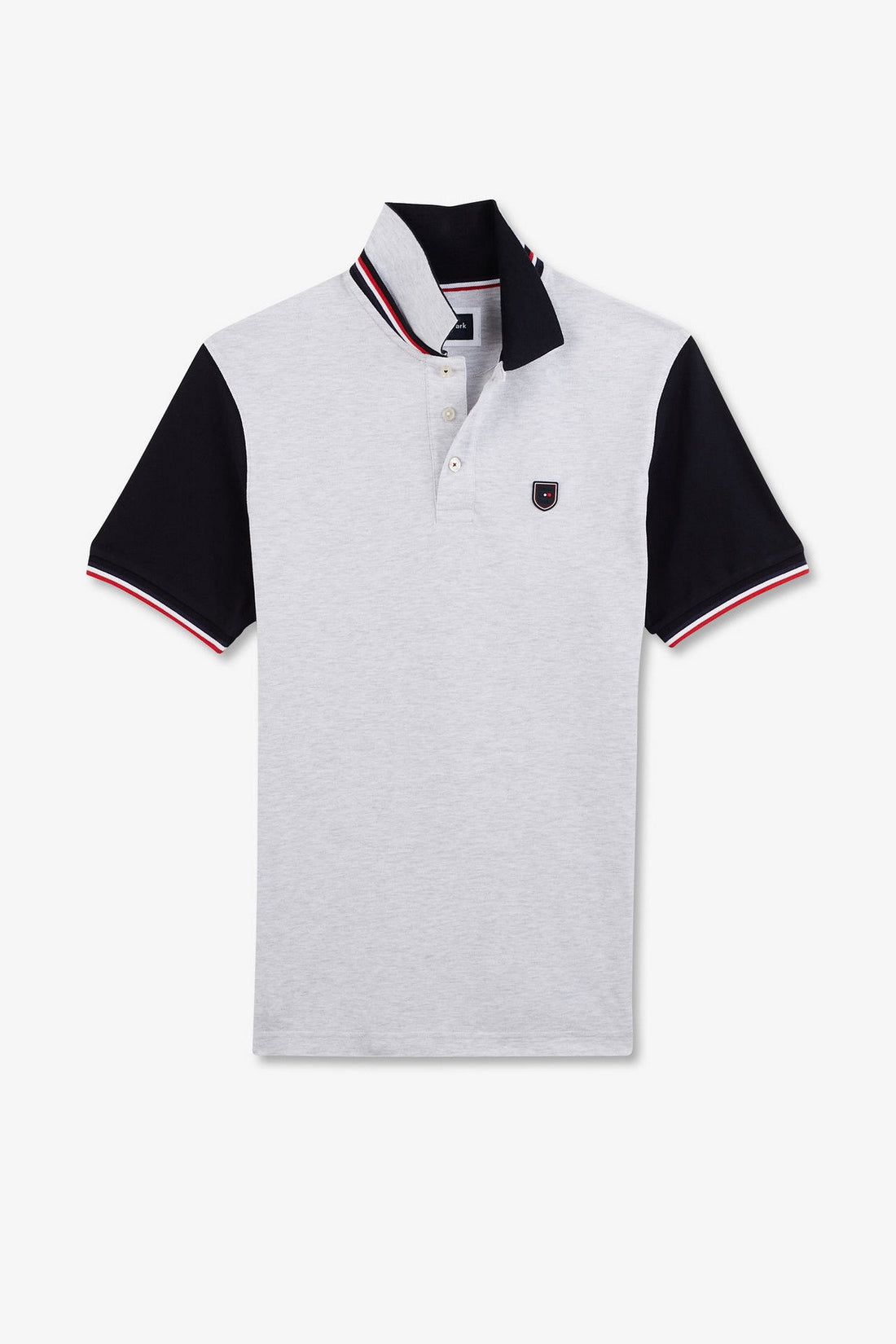 Grey Short-Sleeved Colour-Block Polo Shirt_E24MAIPC0010_GRC7_02