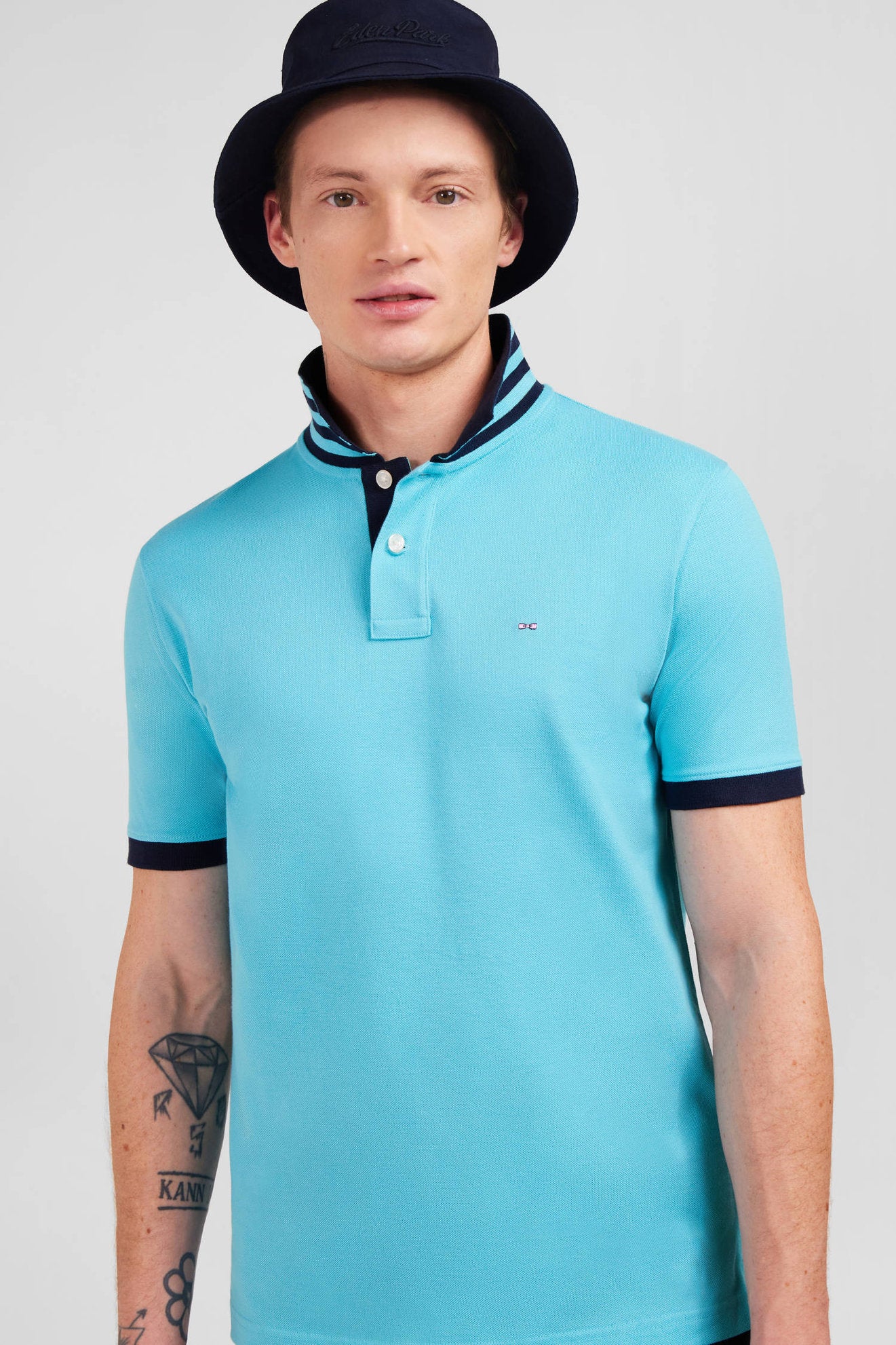 Turquoise Blue Short-Sleeved Polo Shirt_E24MAIPC0014_VEM31_03
