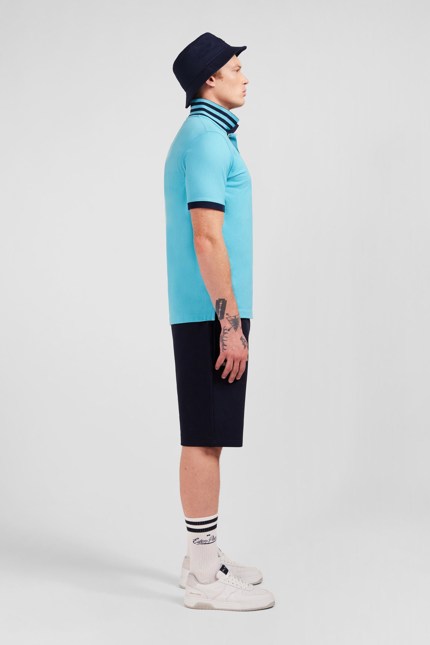 Turquoise Blue Short-Sleeved Polo Shirt_E24MAIPC0014_VEM31_07