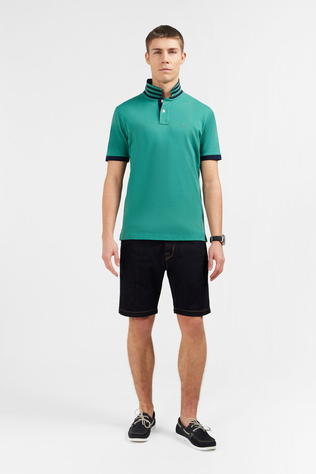 Green Short-Sleeved Polo Shirt_E24MAIPC0014_VEM32_01