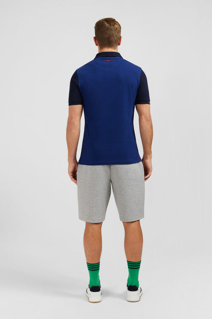 Short Sleeved Blue Colour Block Polo Shirt_E24Maipc0024_Blf13_03