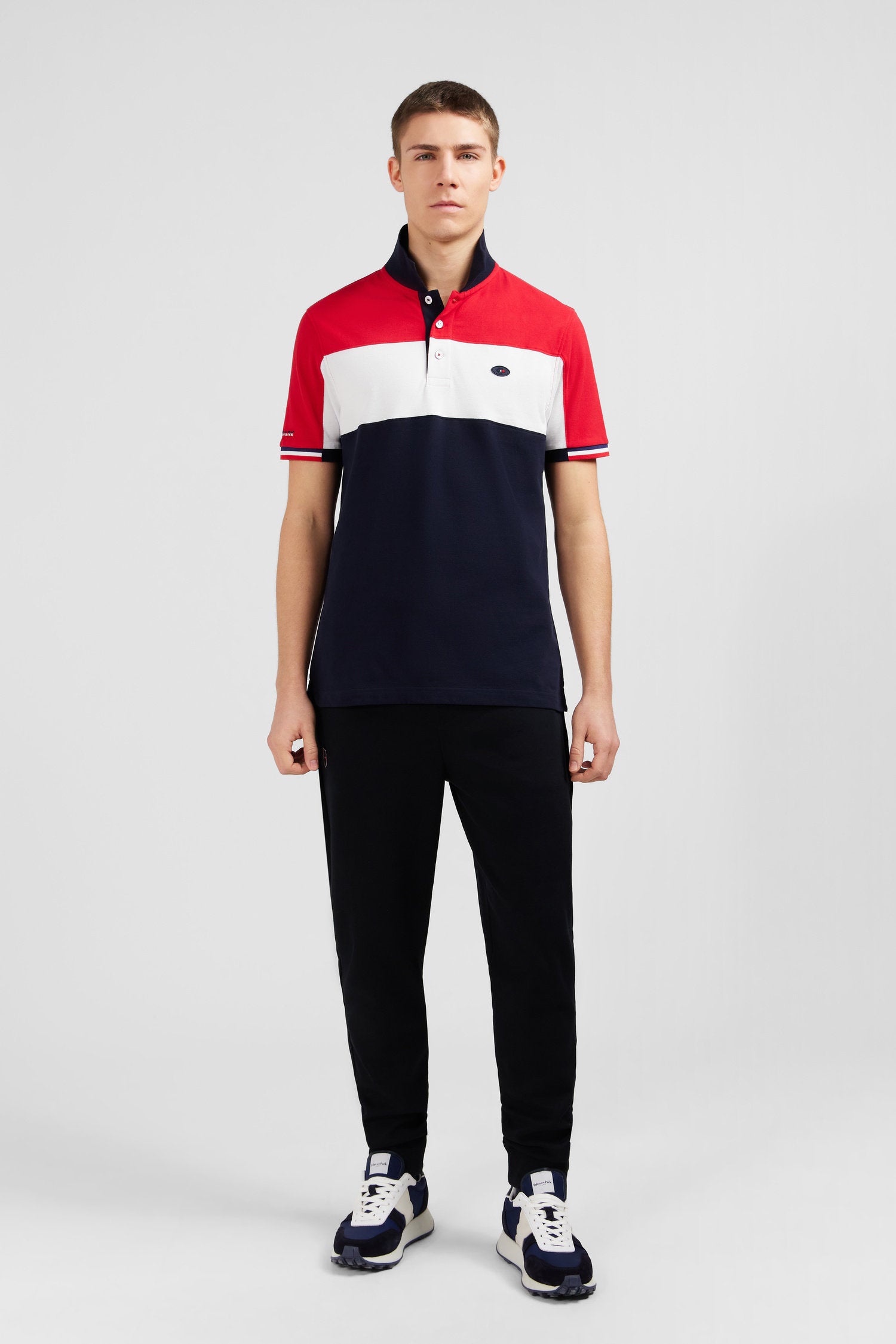 Red Colour-Block Polo Shirt In PiquŽ Cotton With XV De France Embroidery_E24MAIPC0029_RGM1_01