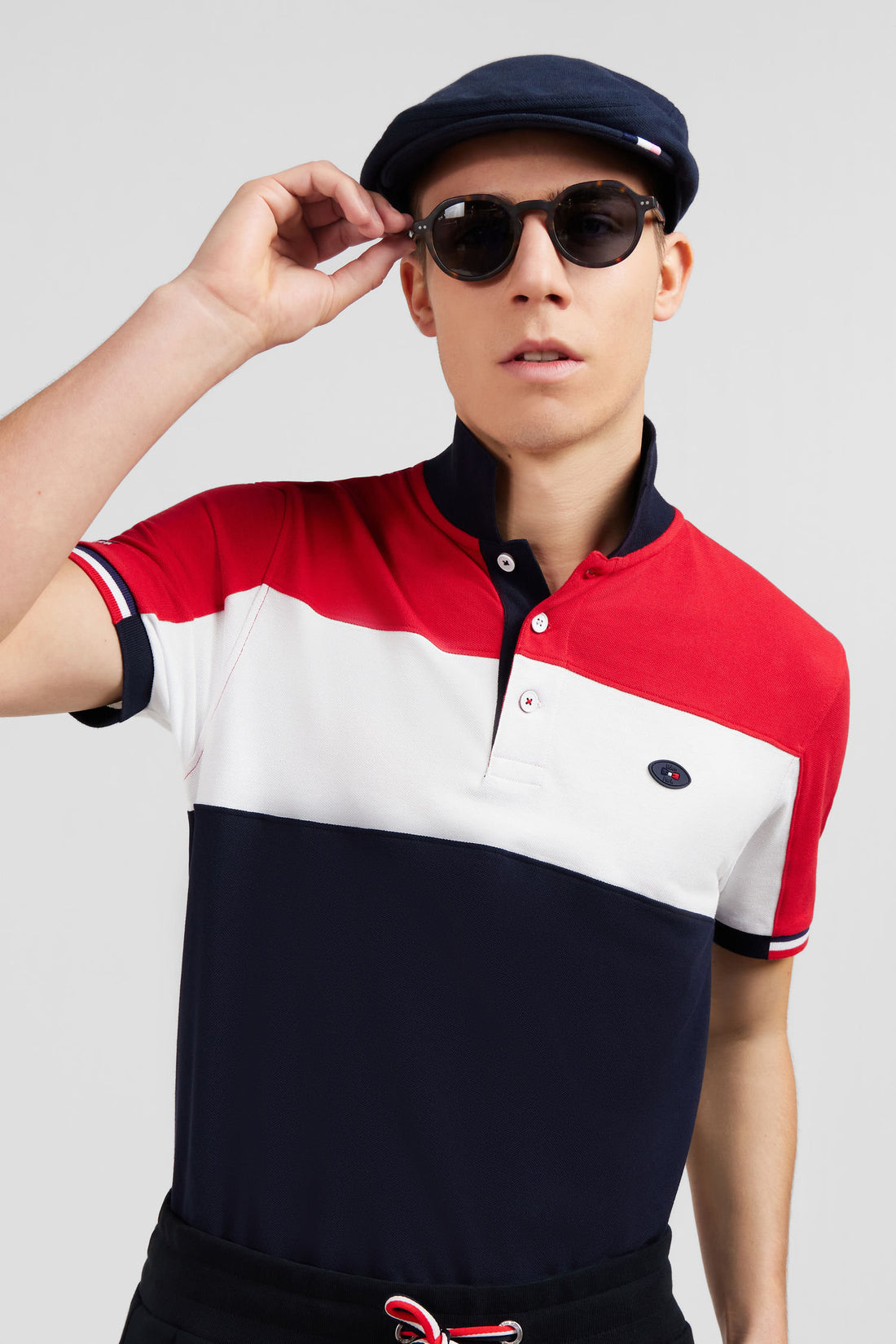 Red Colour-Block Polo Shirt In PiquŽ Cotton With XV De France Embroidery_E24MAIPC0029_RGM1_02