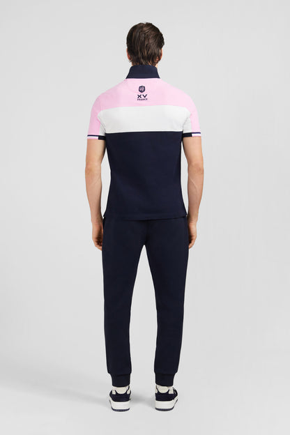 Pink Colour-Block Polo Shirt In PiquŽ Cotton With XV De France Embroidery_E24MAIPC0029_ROM_03