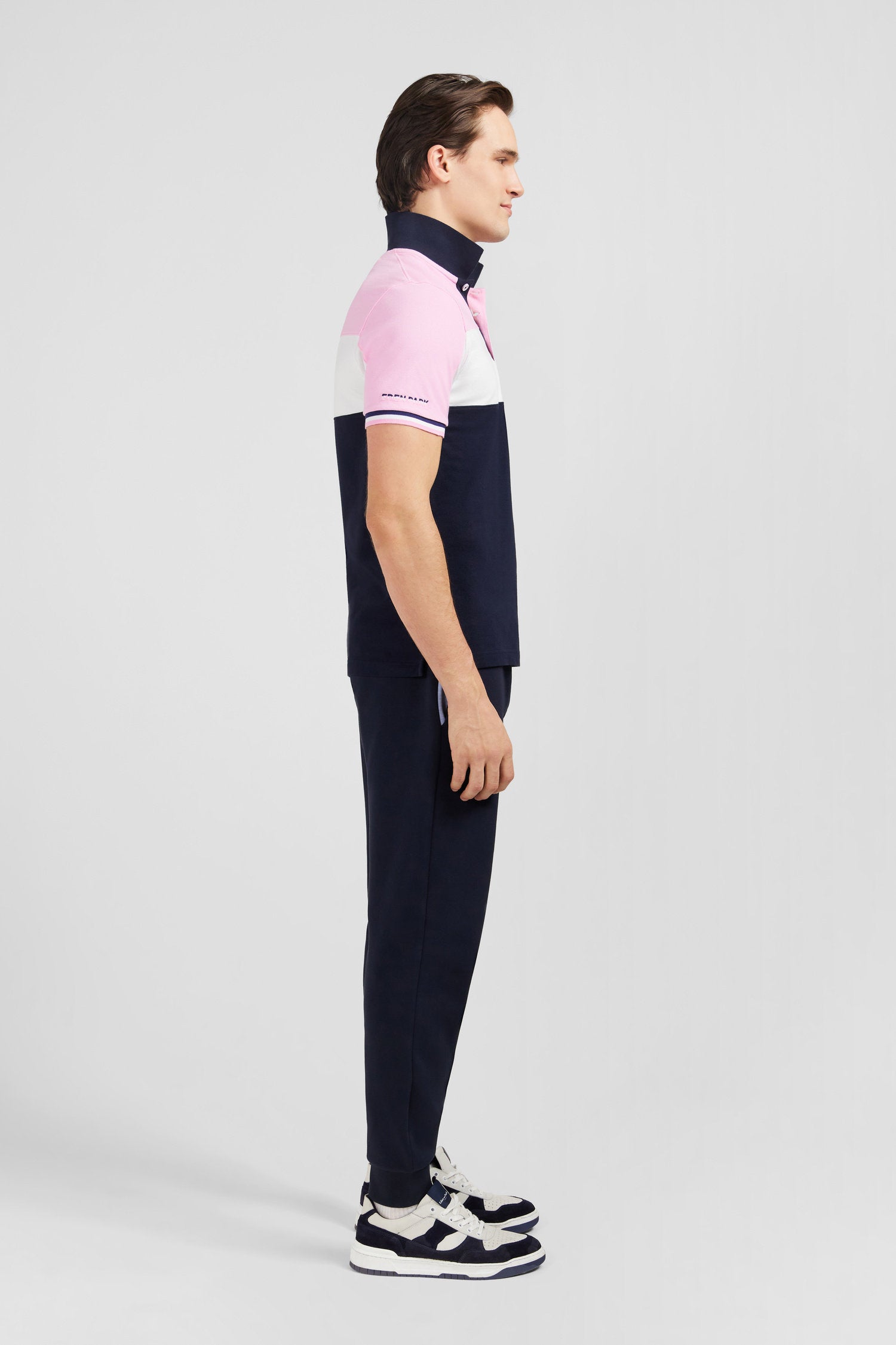 Pink Colour-Block Polo Shirt In PiquŽ Cotton With XV De France Embroidery_E24MAIPC0029_ROM_04