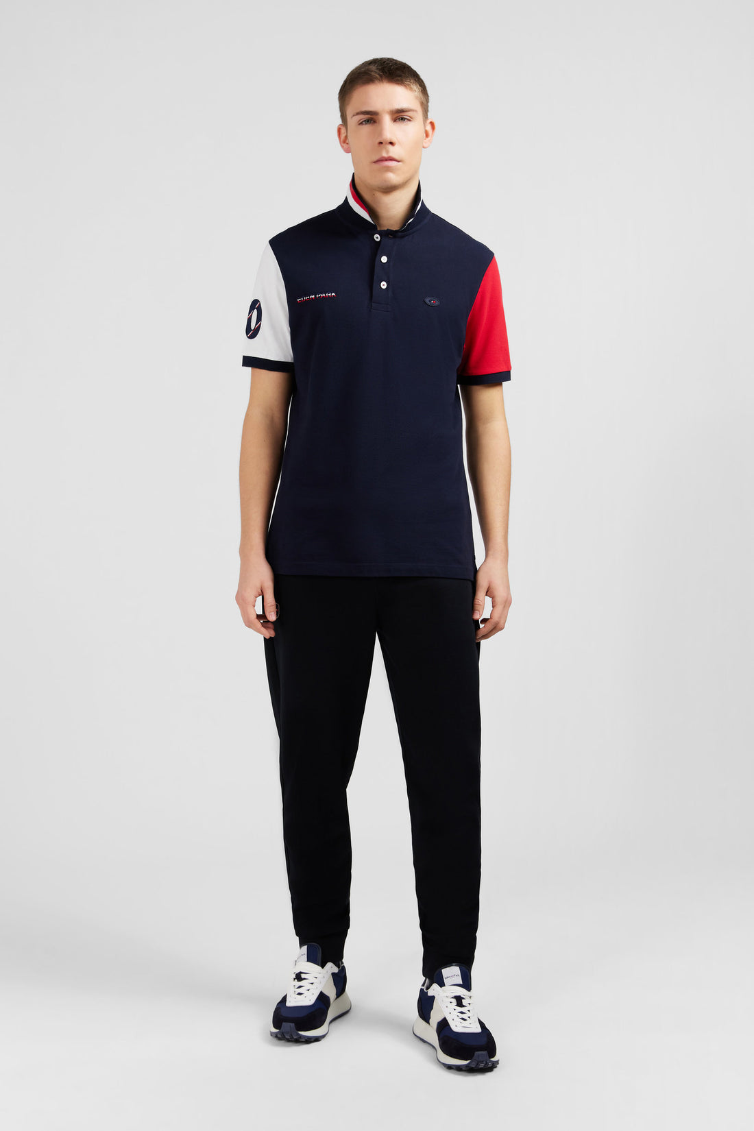 Red Colour-Block Polo Shirt In PiquŽ Cotton With XV De France Embroidery_E24MAIPC0030_RGM1_01