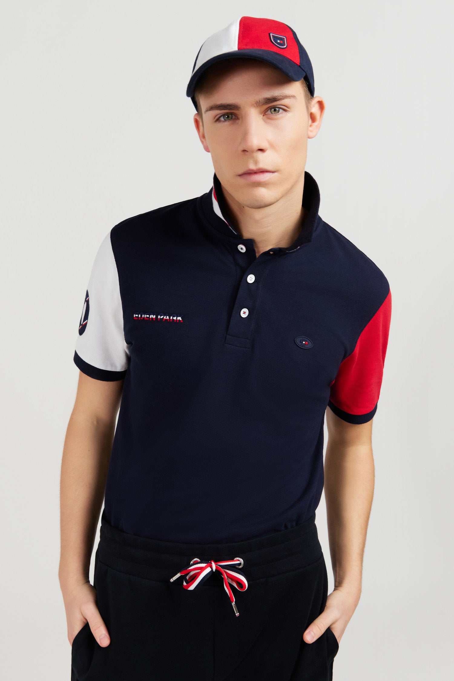 Red Colour-Block Polo Shirt In PiquŽ Cotton With XV De France Embroidery_E24MAIPC0030_RGM1_02