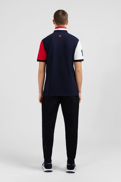 Red Colour-Block Polo Shirt In PiquŽ Cotton With XV De France Embroidery_E24MAIPC0030_RGM1_03