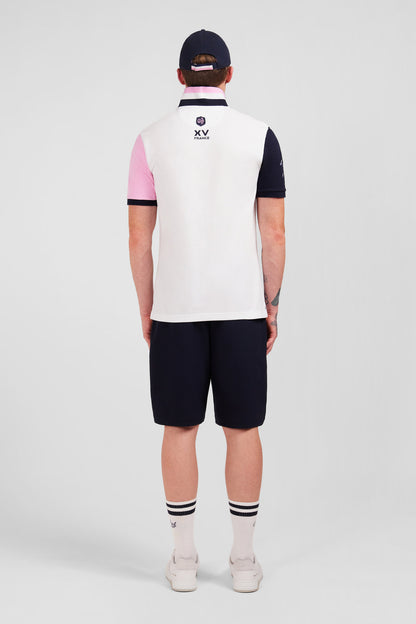 Pink Colour-Block Polo Shirt In PiquŽ Cotton With XV De France Embroidery_E24MAIPC0030_ROM_03