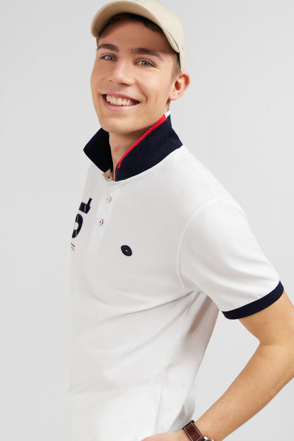 White Short-Sleeved XV De France Polo Shirt_E24MAIPC0031_BC_02