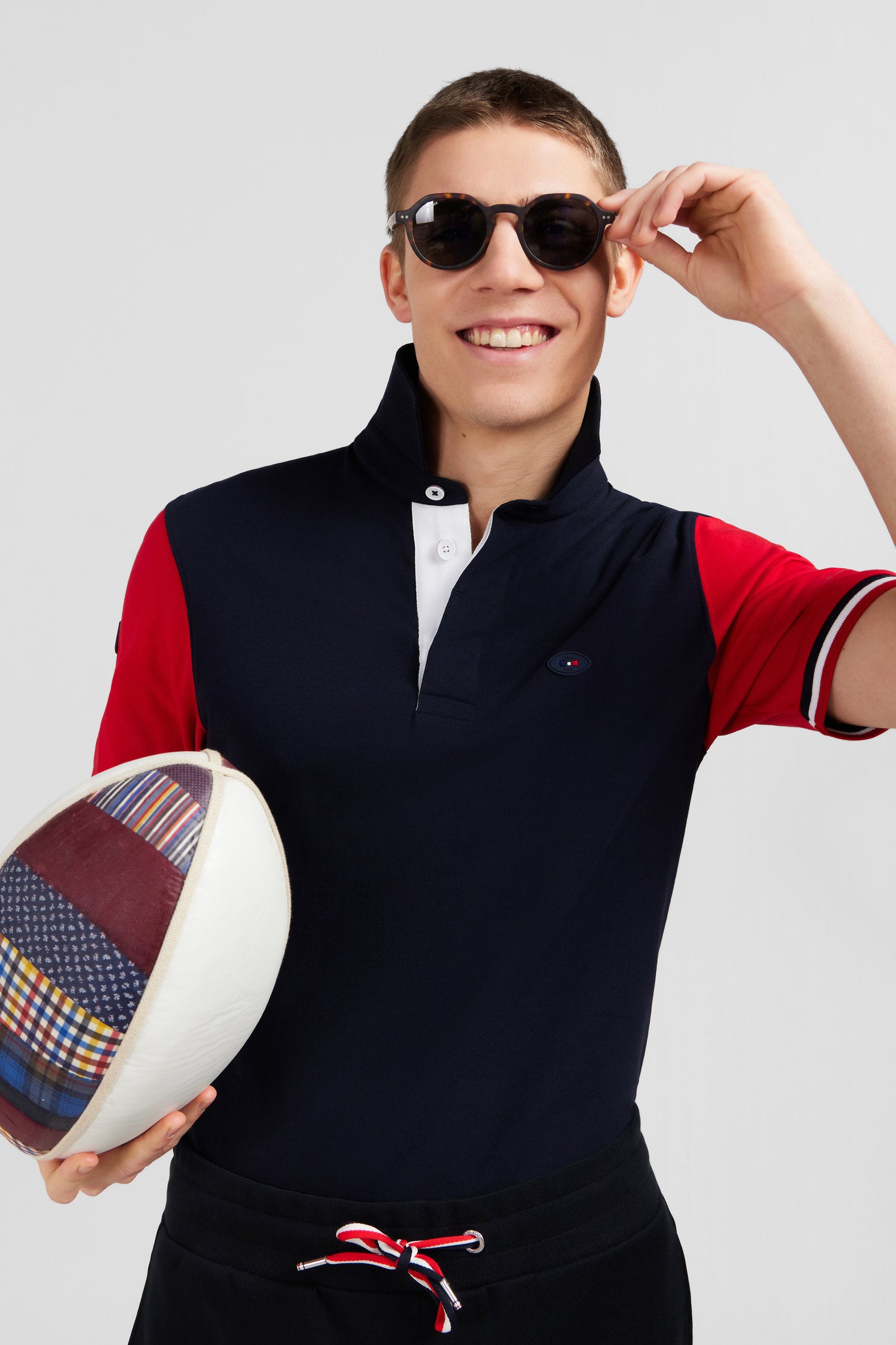 Short-Sleeved Colour-Block XV De France Polo Shirt_E24MAIPC0032_BLF_02