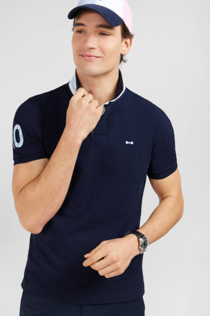 Navy Blue Short-Sleeved Polo Shirt Number 10_E24MAIPC0033_BLF_02