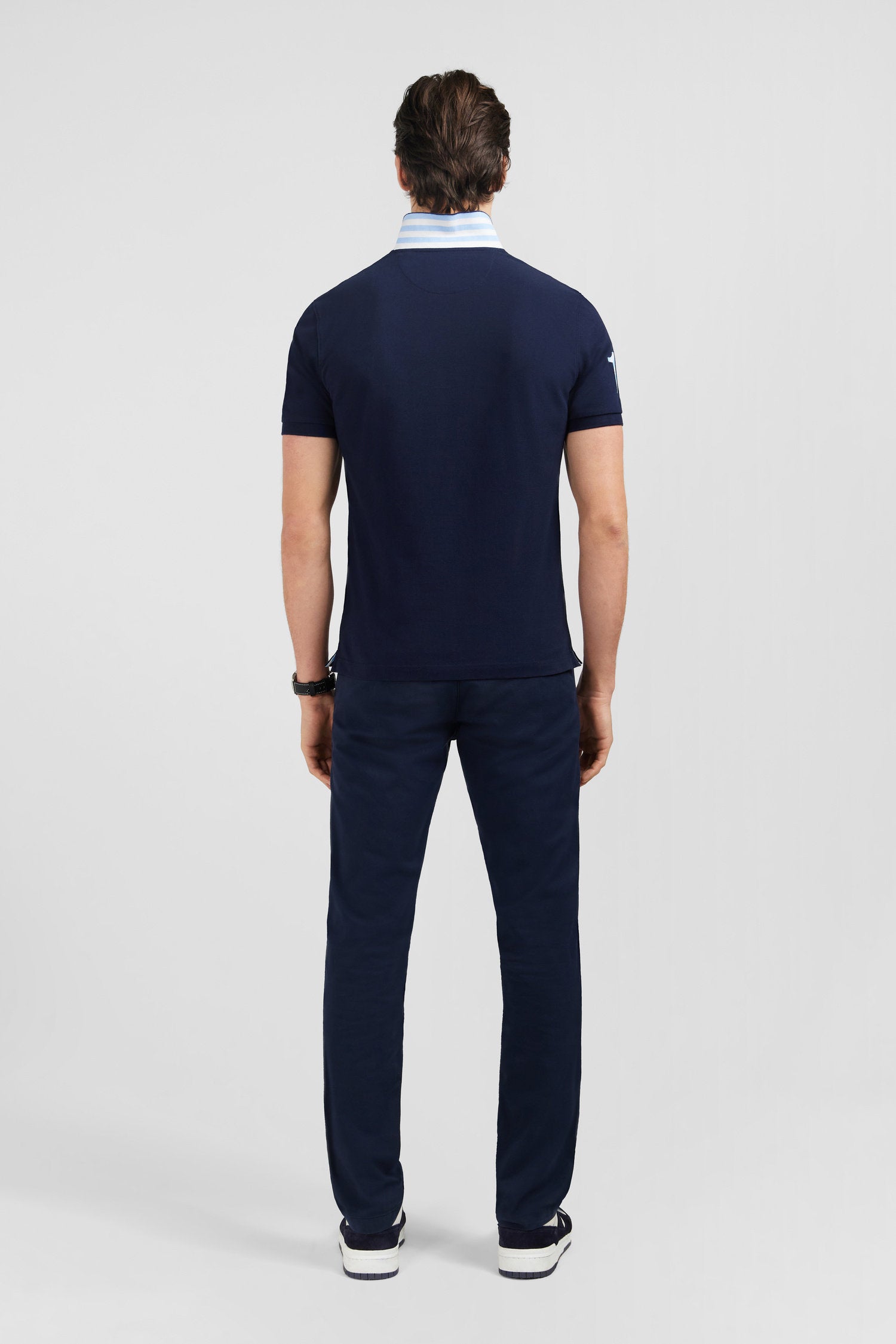Navy Blue Short-Sleeved Polo Shirt Number 10_E24MAIPC0033_BLF_03