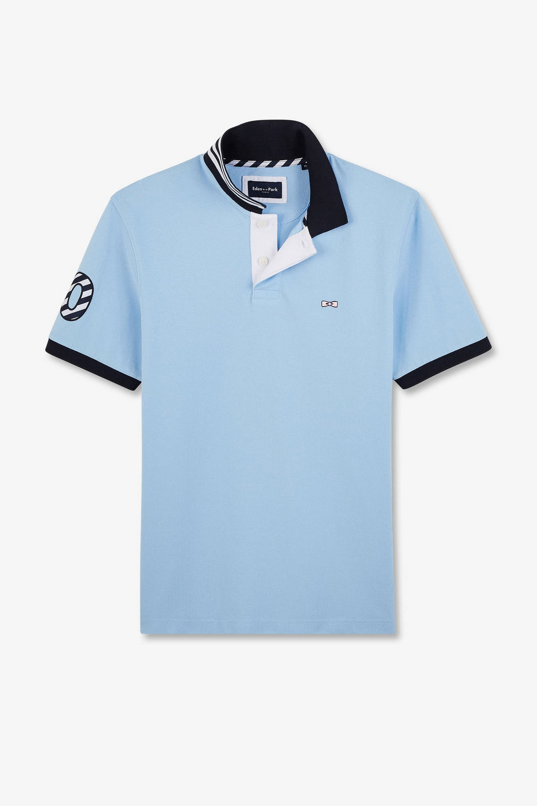Light Blue Short-Sleeved Polo Shirt Number 10_E24MAIPC0033_BLM_02