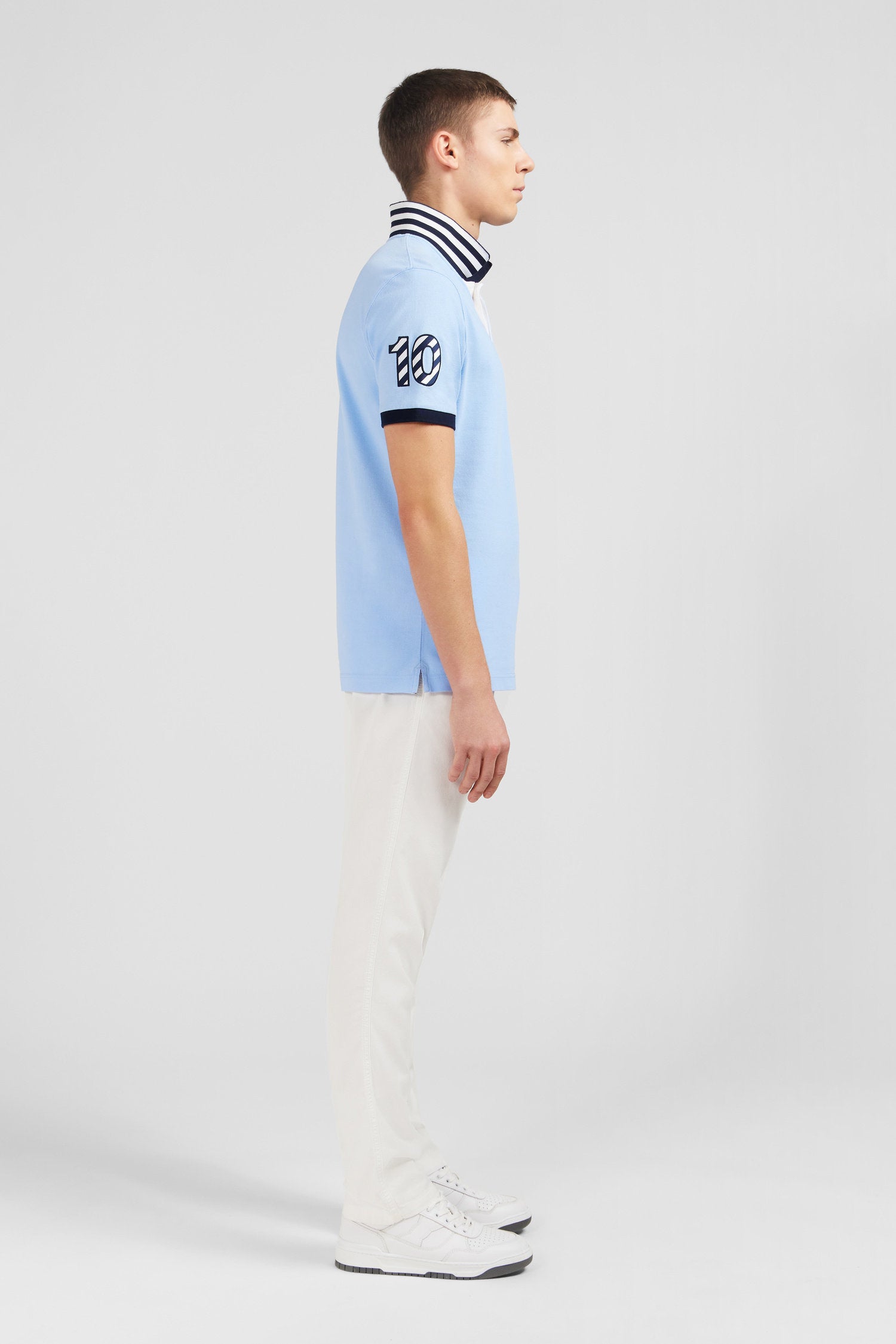 Light Blue Short-Sleeved Polo Shirt Number 10_E24MAIPC0033_BLM_08