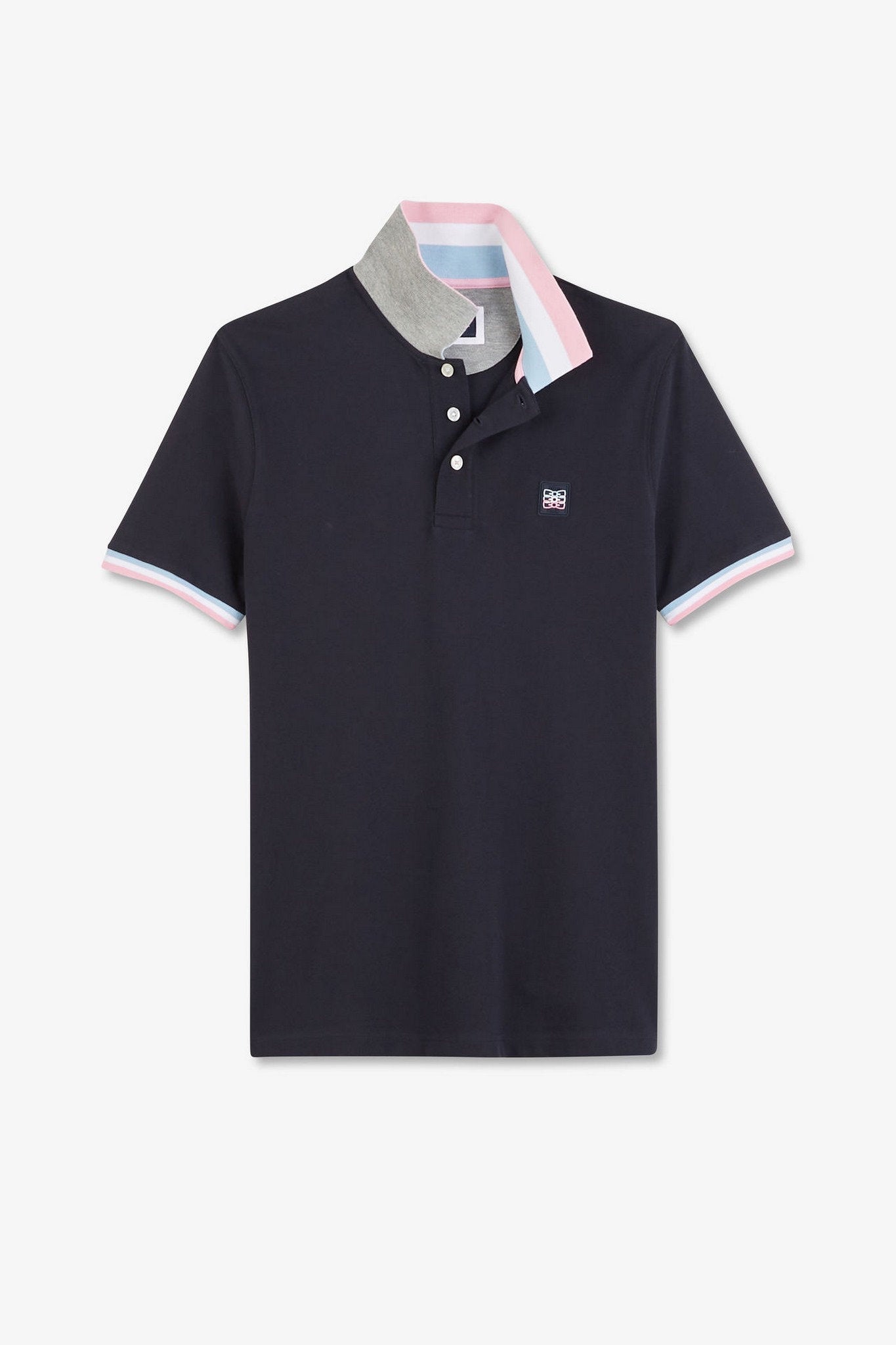 Navy Blue Polo Shirt With Tricolour Details_E24MAIPC0035_BLF_02