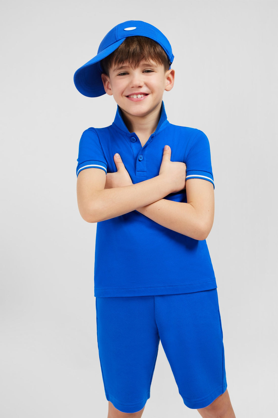 Blue Short-Sleeved Polo Shirt In PiquŽ Cotton_E24MAIPC0040_BLV10_02