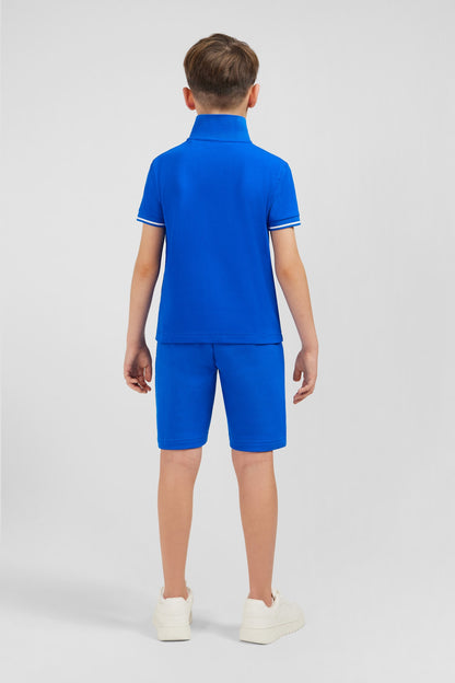 Blue Short-Sleeved Polo Shirt In PiquŽ Cotton_E24MAIPC0040_BLV10_03