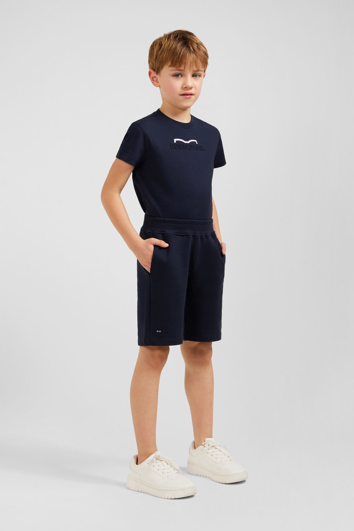 Navy Cotton Fleece Shorts In Regular Fit_E24MAISH0015_BLF_02