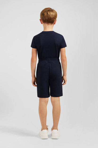 Navy Cotton Fleece Shorts In Regular Fit_E24MAISH0015_BLF_03