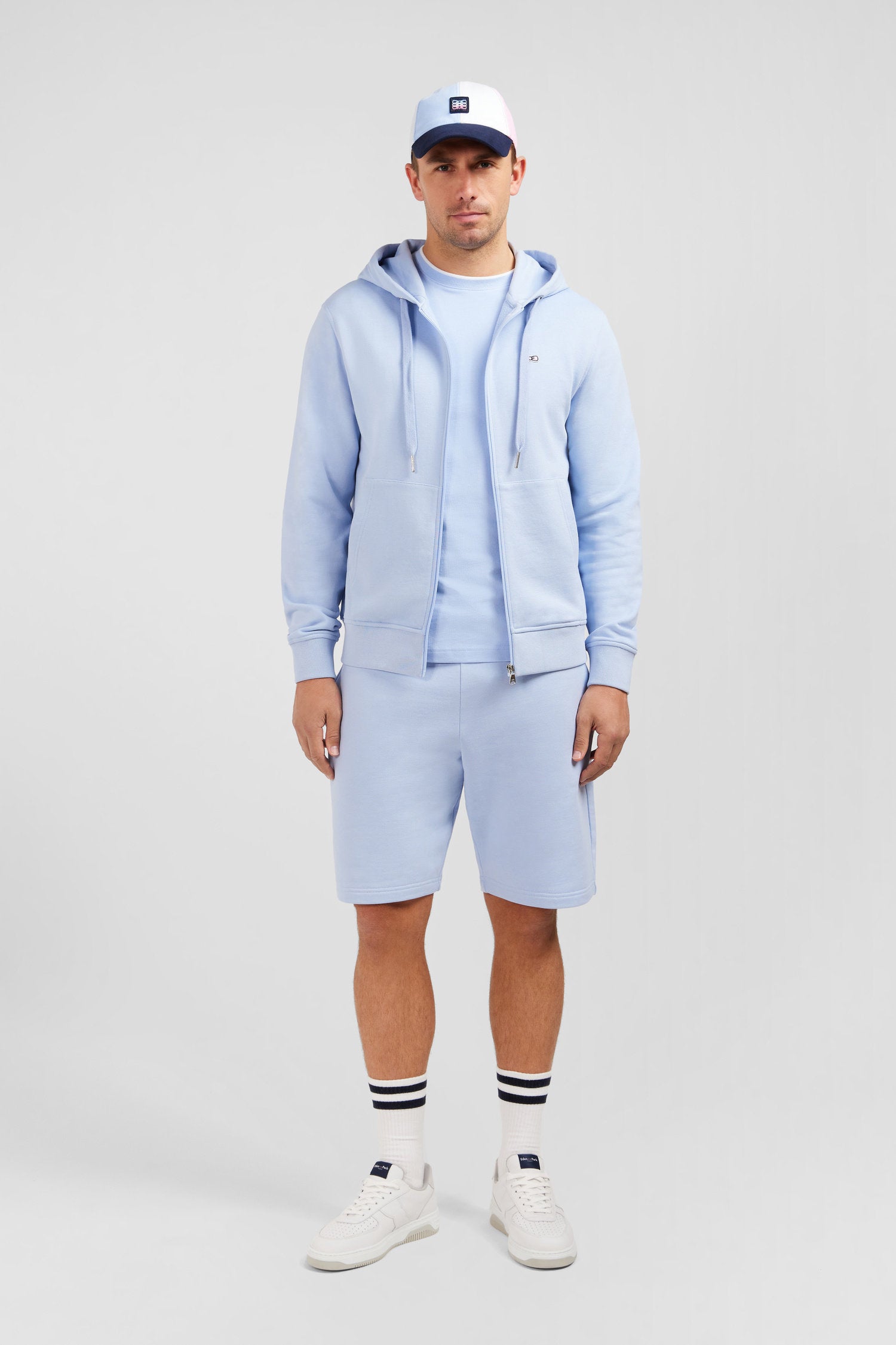 Blue Fleece Zipped Hoodie With Bow Tie Embroidery_E24MAISW0050_BLC6_01