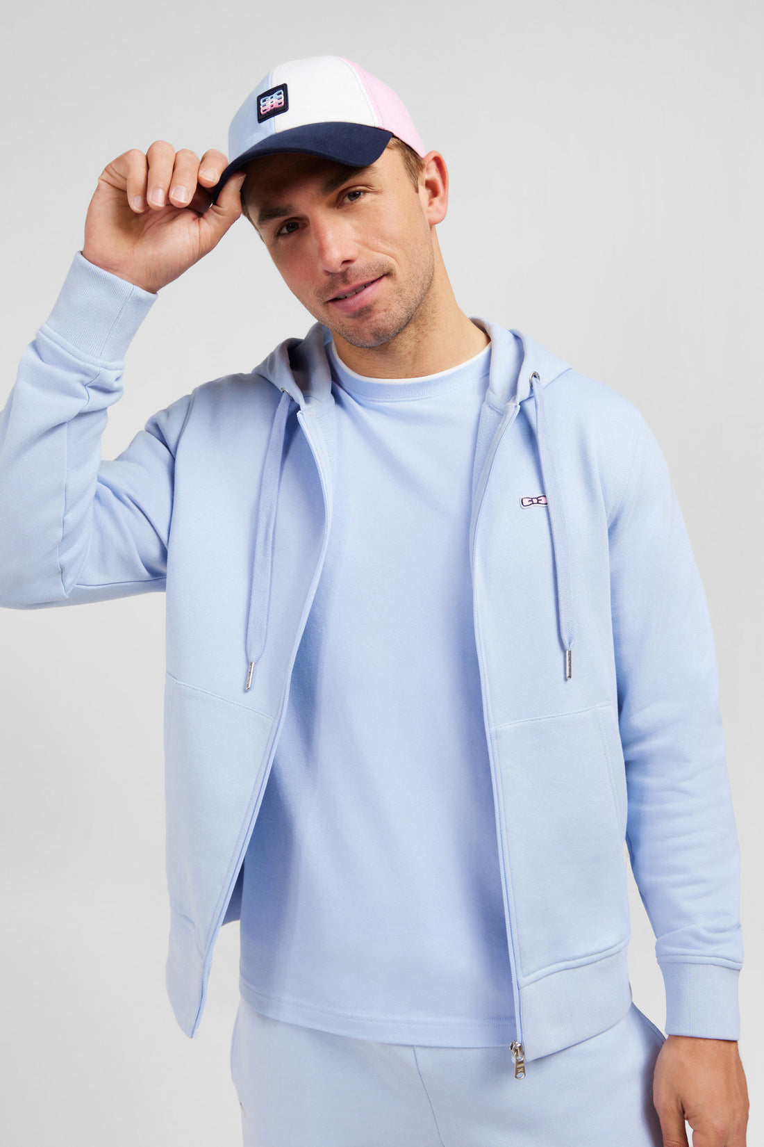 Blue Fleece Zipped Hoodie With Bow Tie Embroidery_E24MAISW0050_BLC6_02