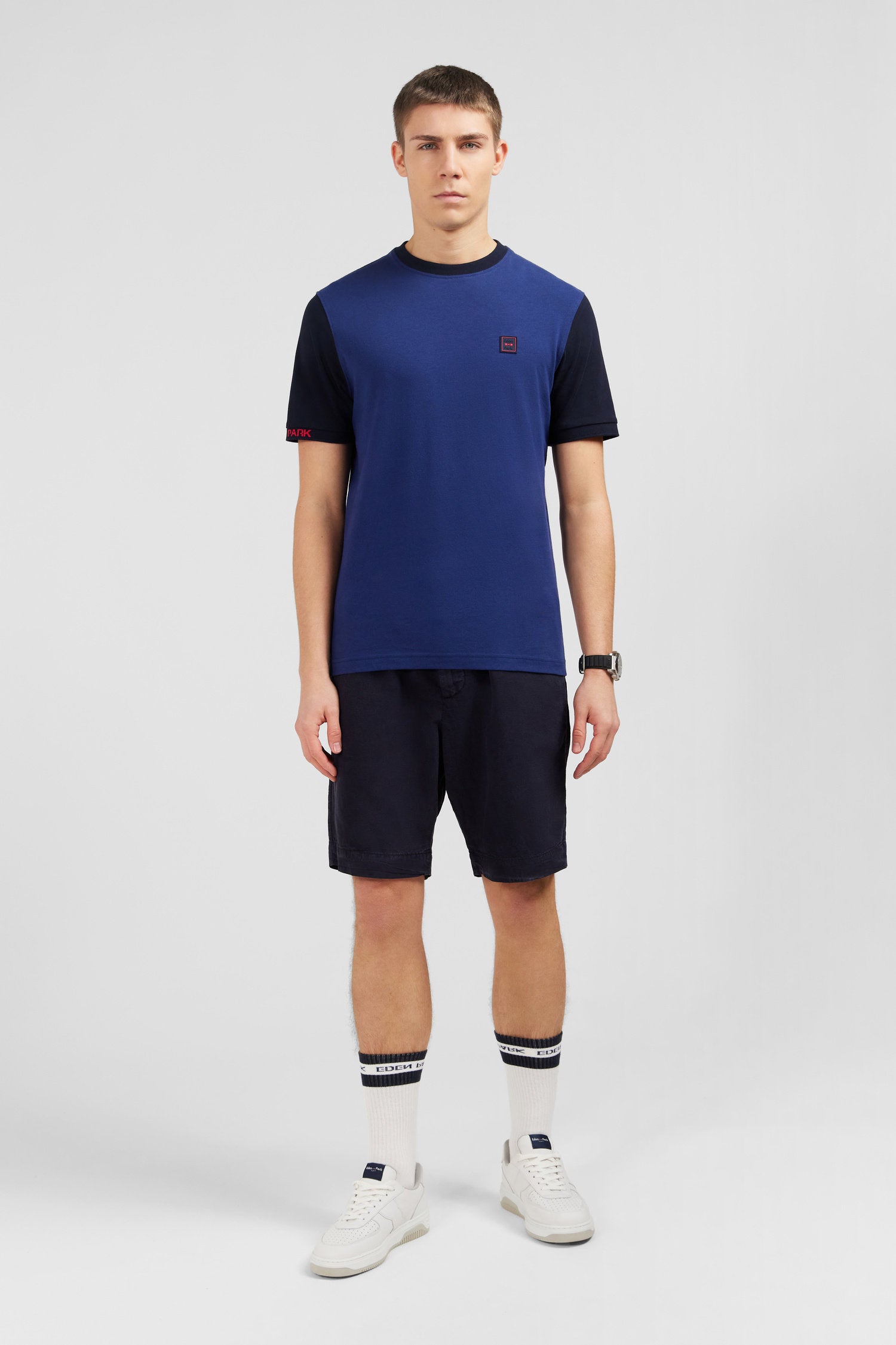 Dark Blue Colour-Block T-Shirt_E24MAITC0028_BLF13_01