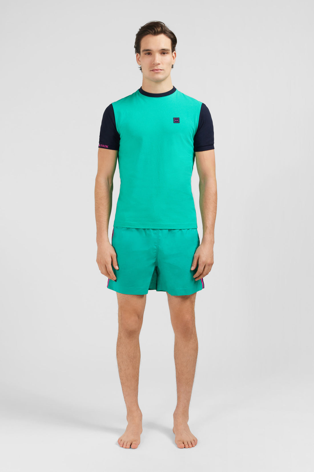 Green Colour-Block T-Shirt_E24MAITC0028_VEV10_01