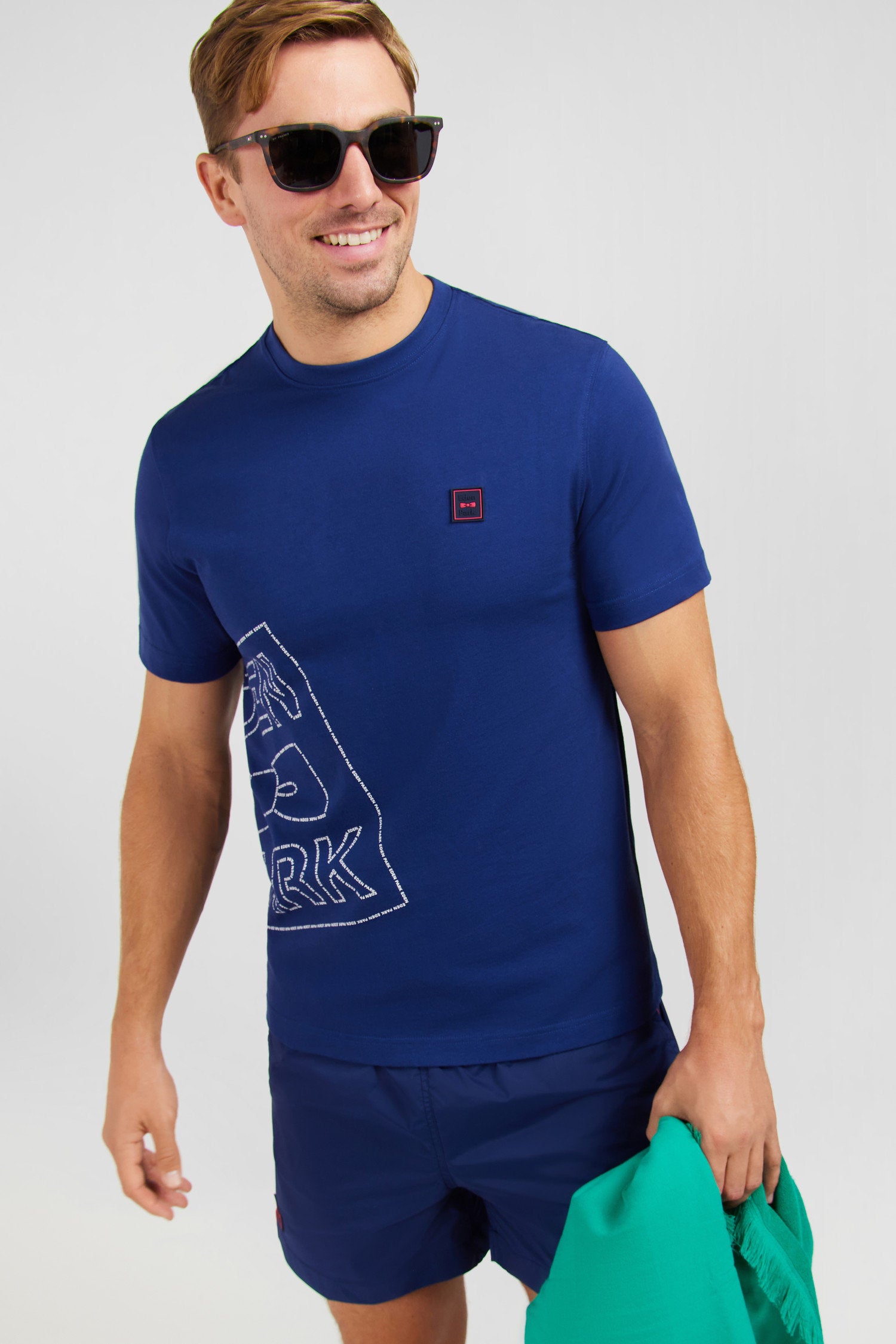 Blue T-Shirt With Eden Park Print_E24MAITC0034_BLF13_02