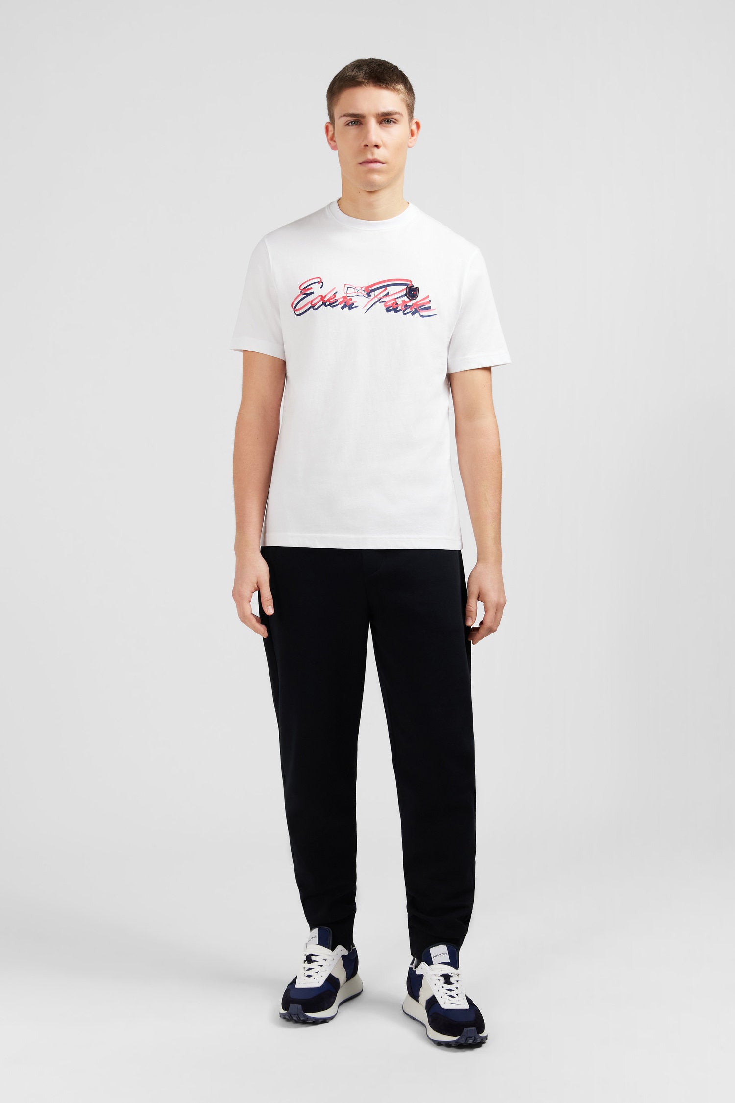 White T-Shirt With Double Eden Park Lettering_E24MAITC0039_BC_01