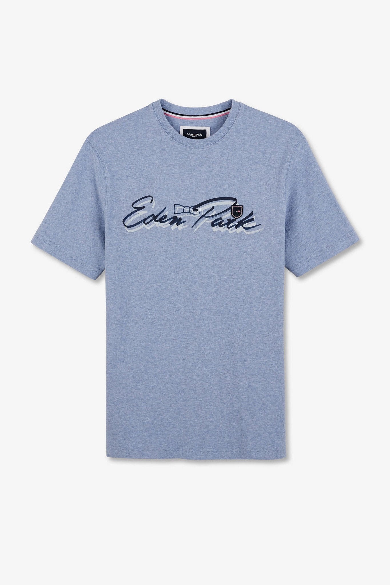 Light Blue T-Shirt With Double Eden Park Lettering_E24MAITC0039_BLC21_02