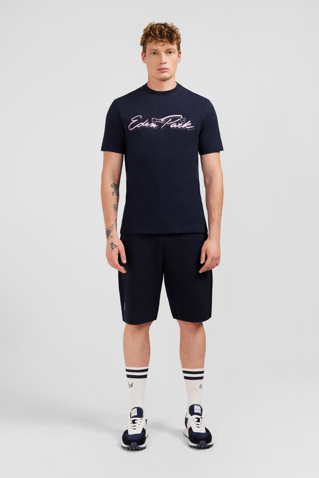 Dark Blue T-Shirt With Double Eden Park Lettering_E24MAITC0039_BLF_01