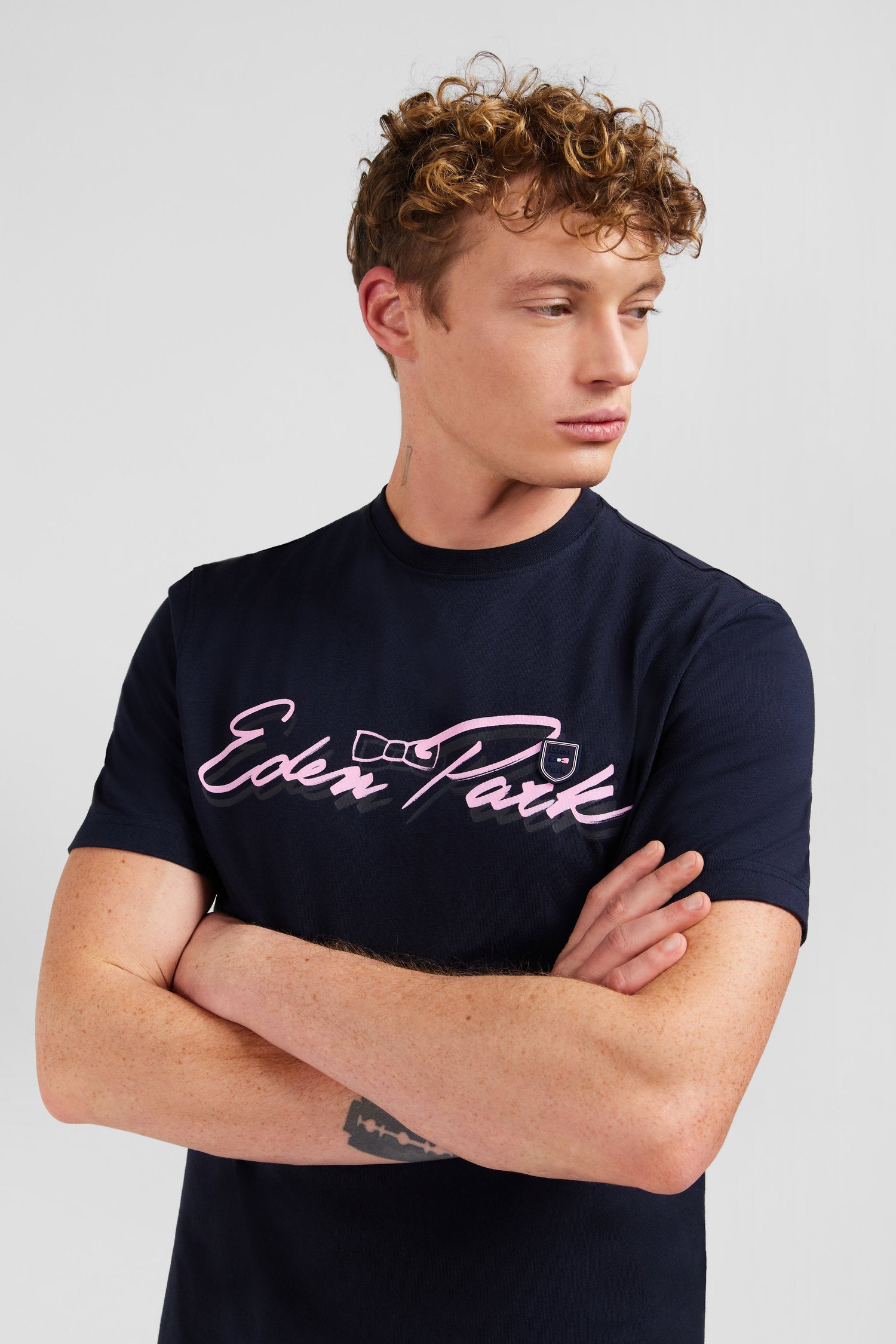 Dark Blue T-Shirt With Double Eden Park Lettering_E24MAITC0039_BLF_02