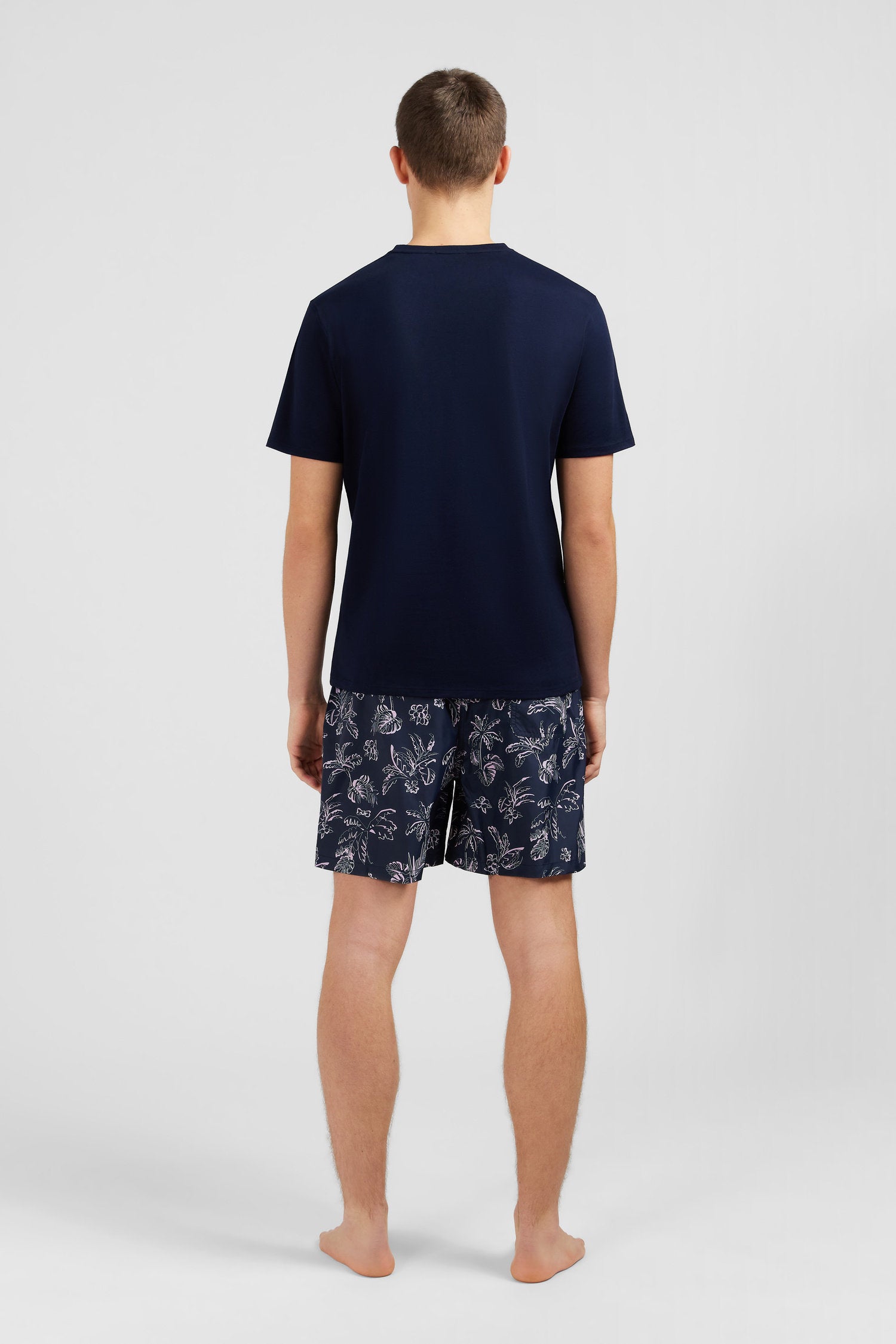 Navy Blue T-Shirt In Flamme Cotton_E24MAITC0041_BLF_04