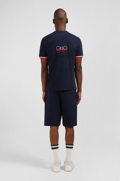 Navy Blue Short-Sleeved T-Shirt With Embossed Logo_E24MAITC0043_BLF_03