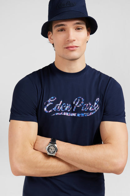 Dark Blue T Shirt With Eden Park Lettering_E24Maitc0046_Blf_03
