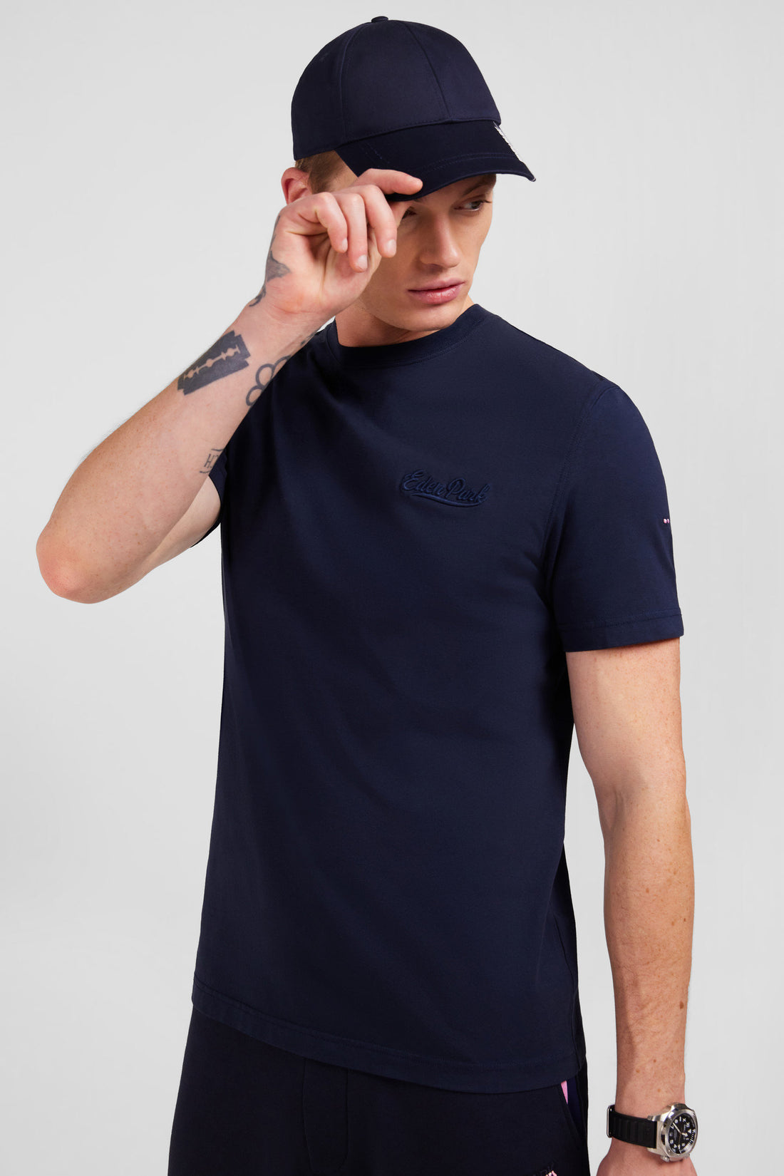 Navy Blue T-Shirt With Embroidery_E24MAITC0047_BLF_02