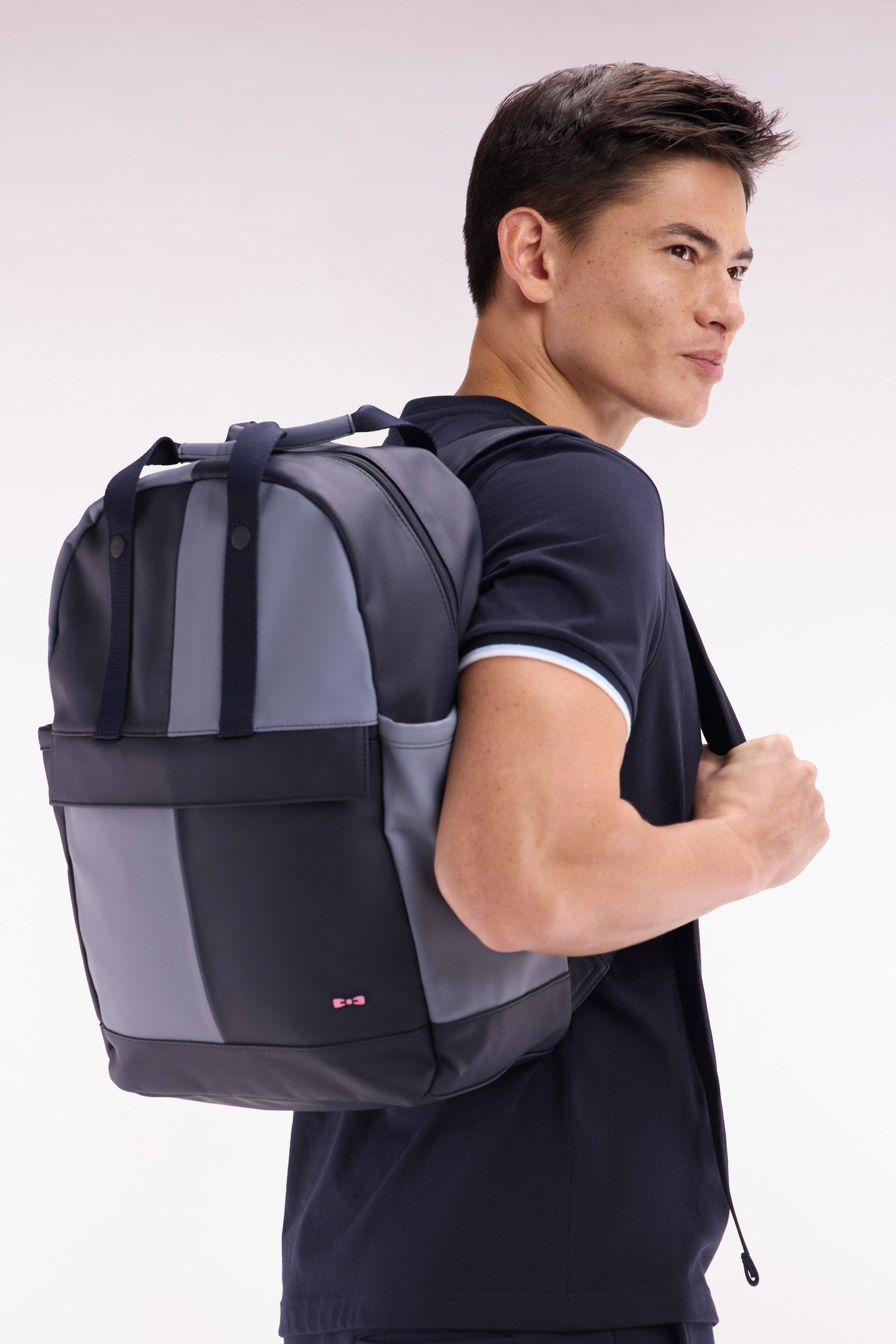 Eden Park_Barbarian Colorblock Backpack in Navy and Grey Rubber_E25BAGSD0003_BLF_01