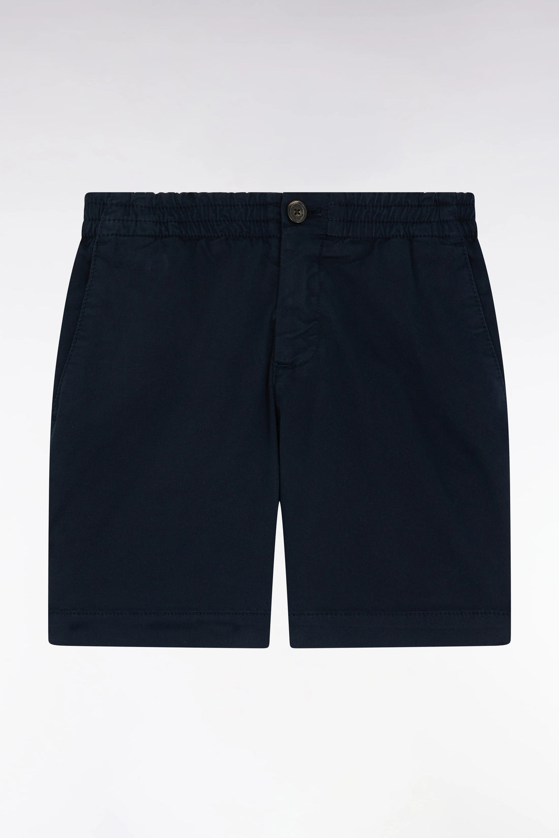 Eden Park_Navy Stretch Cotton Bermuda Shorts with an Elasticated Waistband_E25BASBE0007_BLF_01